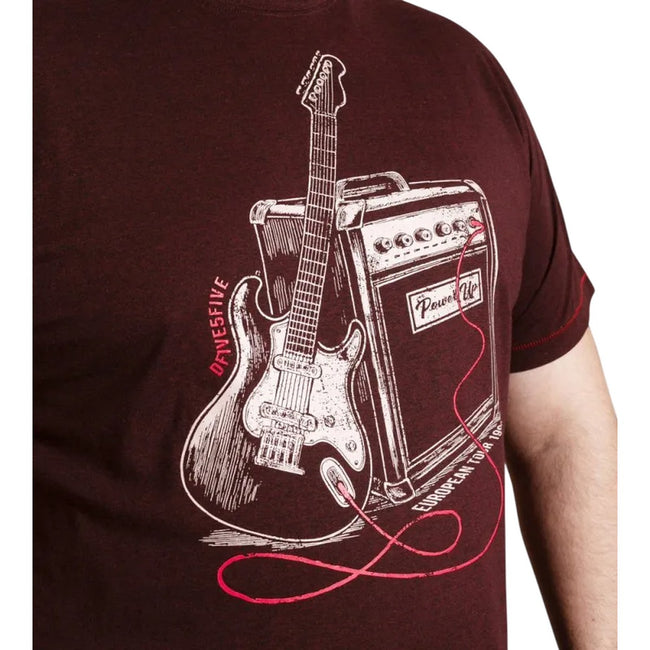 Burgundy Twist - Side - Duke Mens D555 Barnsley Guitar & Amp Kingsize T-Shirt