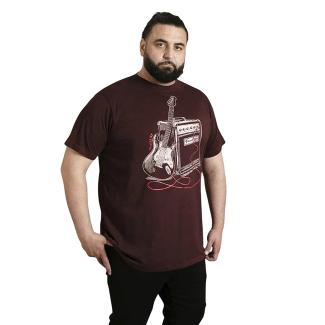 Burgundy Twist - Lifestyle - Duke Mens D555 Barnsley Guitar & Amp Kingsize T-Shirt