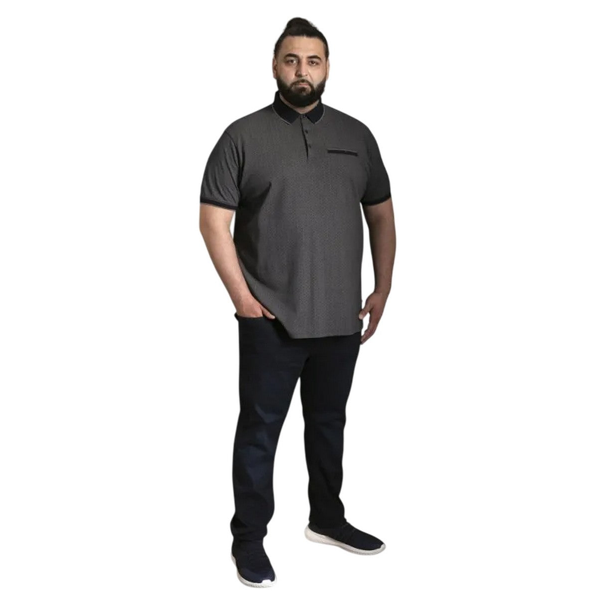 Navy - Pack Shot - Duke Mens D555 Scarborough All-Over Print Kingsize Polo Shirt