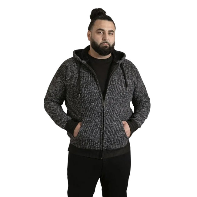 Black - Pack Shot - Duke Mens D555 Fareham Sherpa Lined Kingsize Full Zip Hoodie