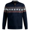 Navy Marl - Front - Duke Mens D555 Edinson Fair Isle Quarter Zip Kingsize Sweatshirt