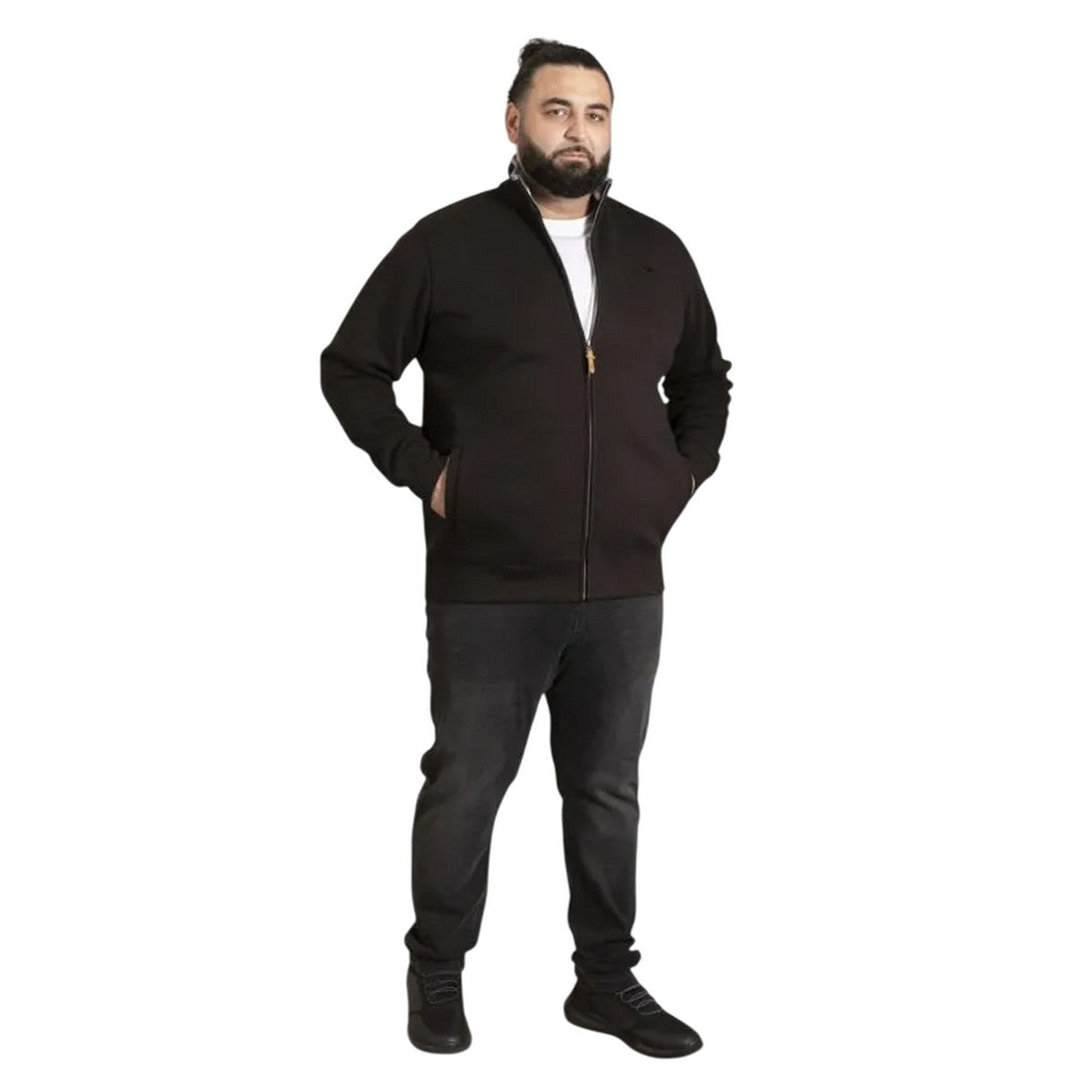 Black - Pack Shot - Duke Mens D555 Johnson Full Zip Kingsize Sweatshirt