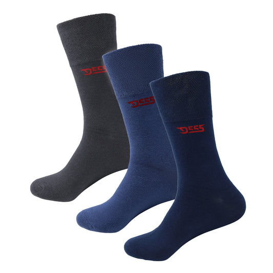 Navy-Denim-Charcoal - Front - Duke Mens Harold 2 D555 Extra Wide Socks (Pack of 3)