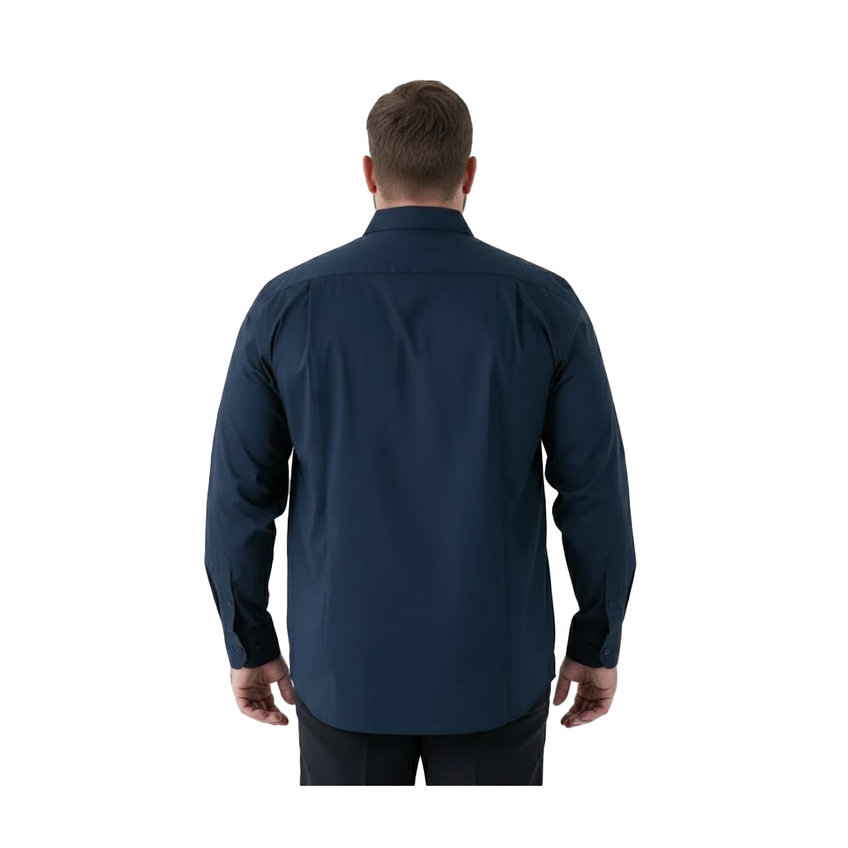 Navy - Back - Duke Mens Oliver D555 Stretch Kingsize Shirt
