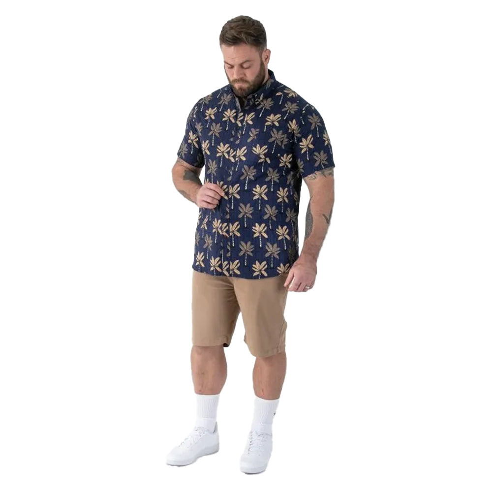 Navy - Lifestyle - Duke Mens Davey D555 All-Over Print Jacquard Kingsize Shirt