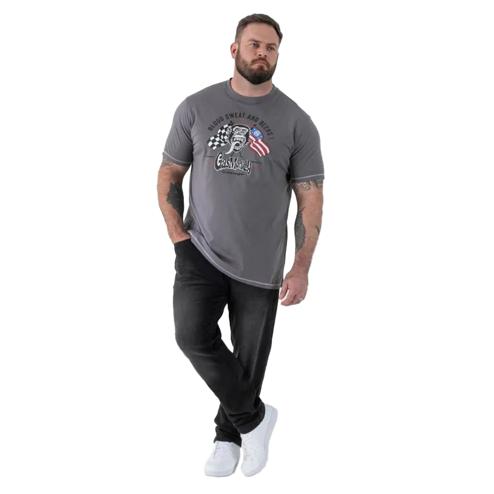 Grey - Lifestyle - Duke Mens Jasper D555 Gas Monkey Kingsize T-Shirt