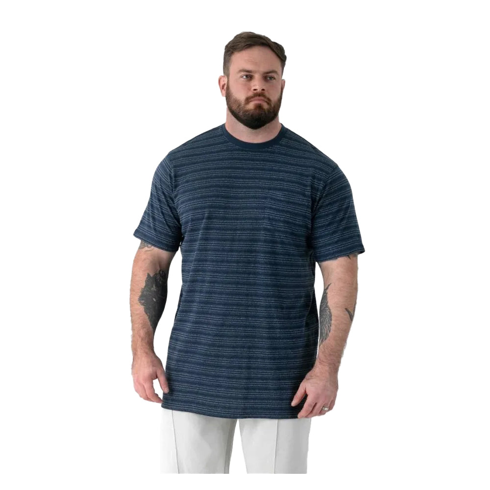 Navy - Lifestyle - Duke Mens Dingle 1 D555 Striped Jacquard Kingsize T-Shirt