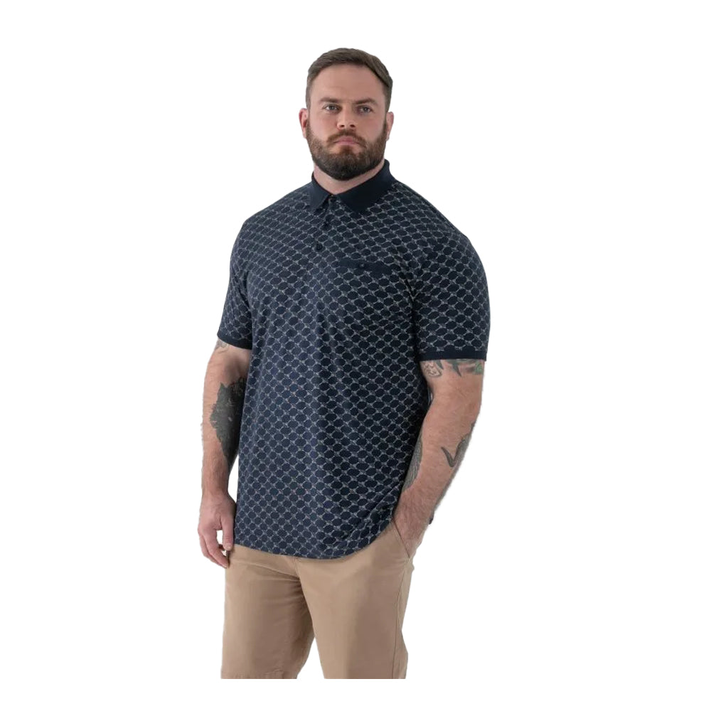 Navy - Lifestyle - Duke Mens Saunders D555 All-Over Print Polo Shirt
