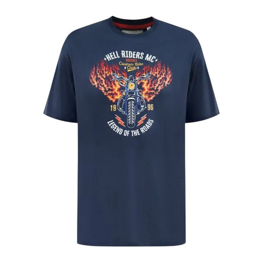 French Navy - Front - Duke Mens Hockney D555 Motorbike With Flame Wings Kingsize T-Shirt