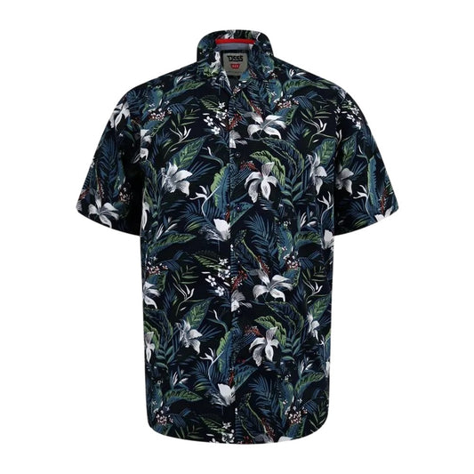Blue - Front - Duke Mens Corden D555 Hawaiian Kingsize Short-Sleeved Resort Shirt