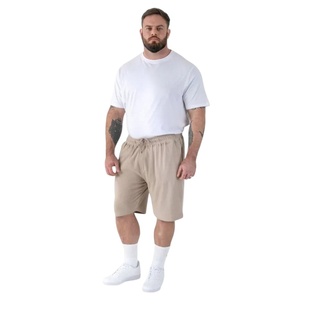 Stone - Pack Shot - Duke Mens Mitchell 3 D555 Stretch Plain Elasticated Waist Kingsize Shorts