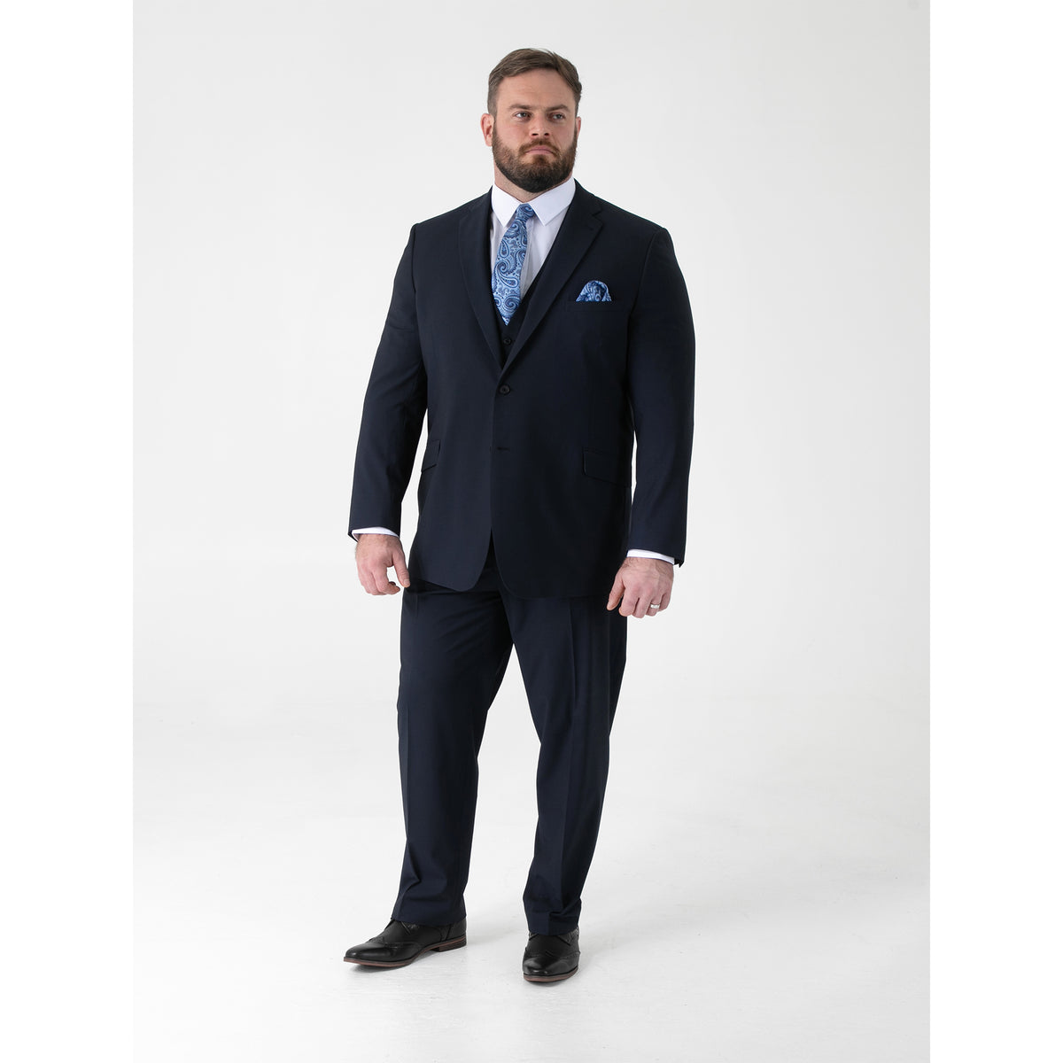 Navy - Pack Shot - Duke Mens D555 Ted 4 Way Stretch Suit Jacket