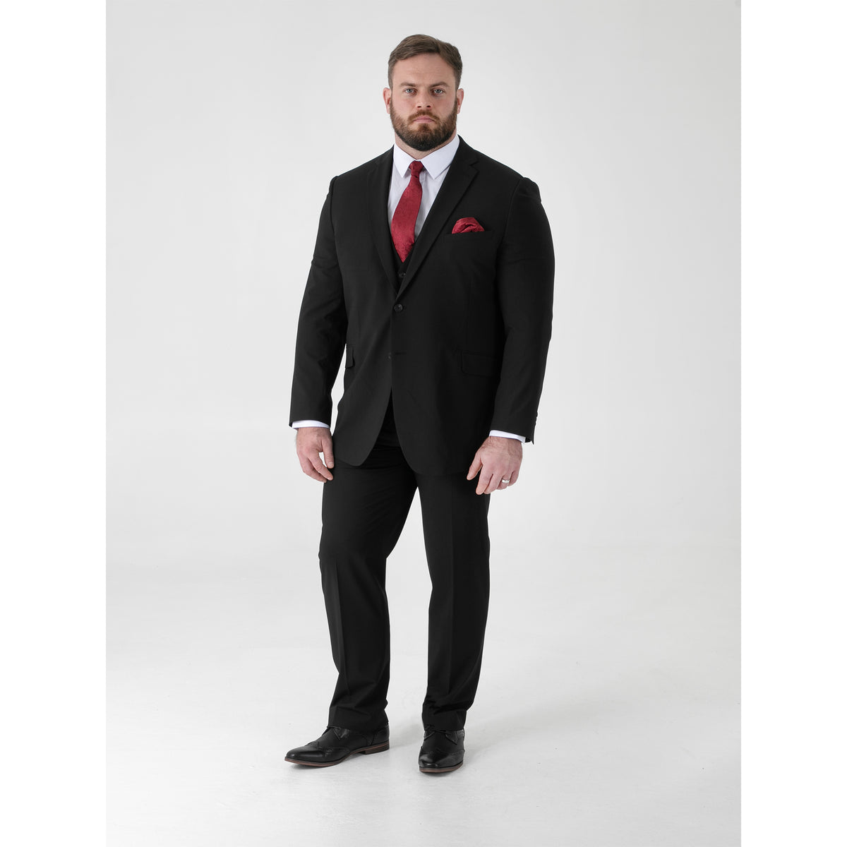 Black - Close up - Duke Mens D555 Ted 4 Way Stretch Suit Jacket