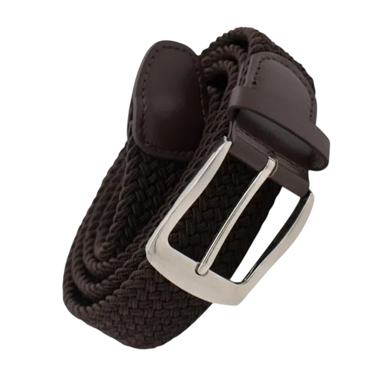 Brown - Side - Duke Unisex Adult Malcolm D555 Braided Stretch Belt