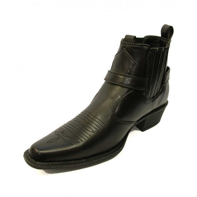 Black - Pack Shot - US Brass Mens Eastwood Cowboy Ankle Boots