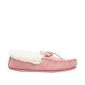 Pink - Back - Mokkers Womens-Ladies Suede Emily Moccasin Slippers