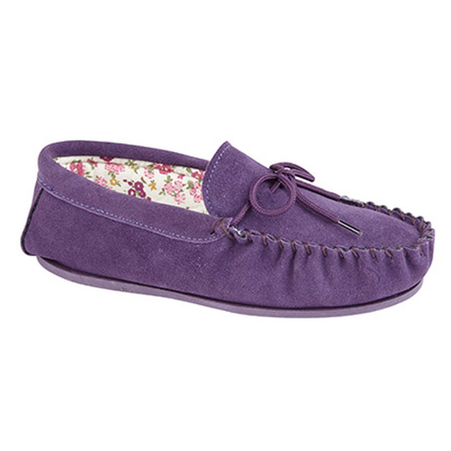 Purple - Front - Mokkers Womens-Ladies Lily Slip On Slippers