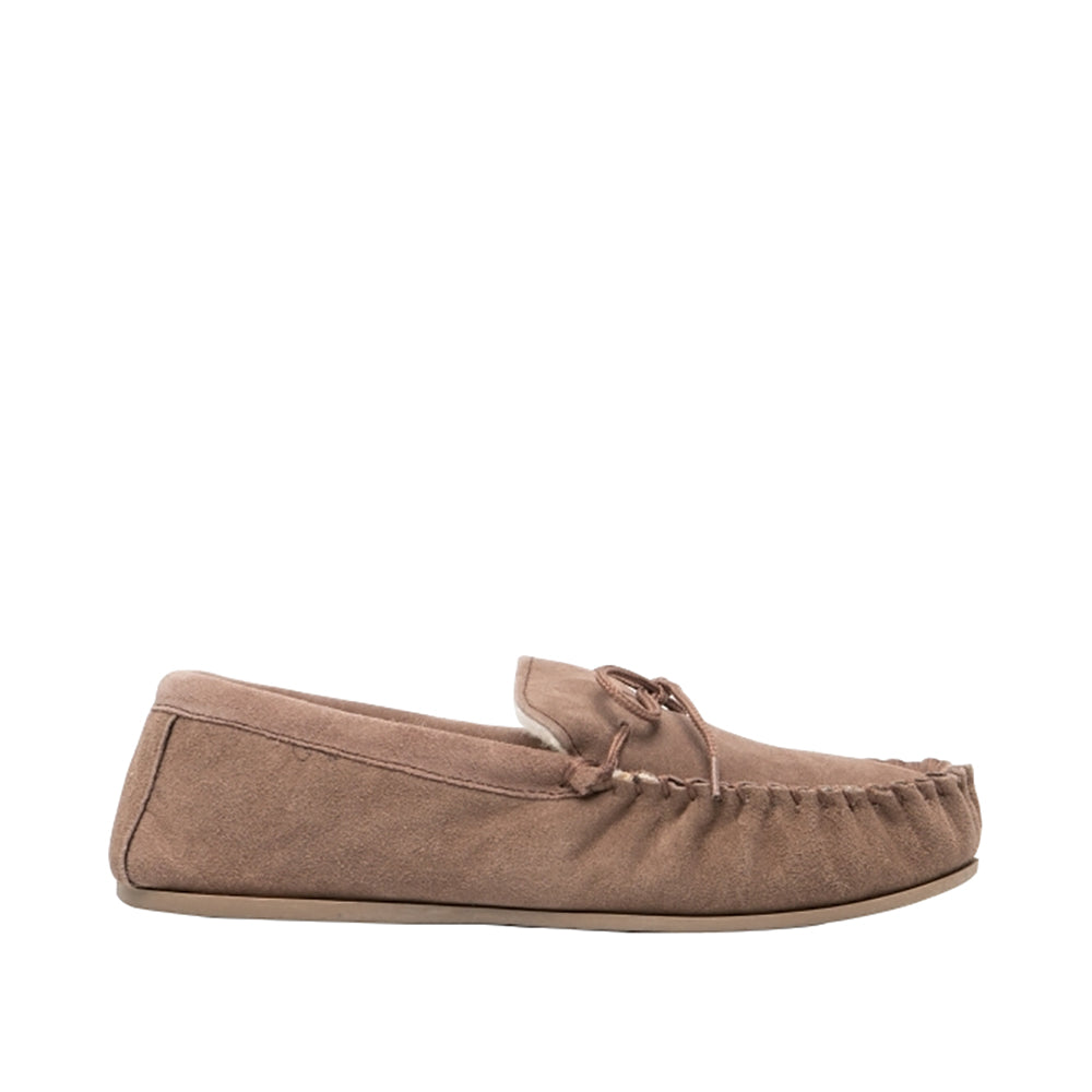 Dark Camel - Side - Mokkers Mens Oliver Moccasin Wool Lined Slippers