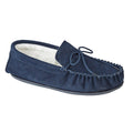 Navy - Front - Mokkers Mens Oliver Moccasin Wool Lined Slippers