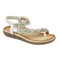 Light Silver - Front - Cipriata Womens-Ladies Salva Toe Post Flower Design Sling Back Sandals