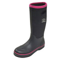 Black-Fuchsia - Front - Woodland Womens-Ladies Pull On Plain Design Wellington Boots