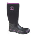 Black-Purple - Front - Woodland Womens-Ladies Pull On Wellington Boots