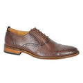 Dark Brown - Front - Goor Mens Capped Lace Oxford Brogue Shoes