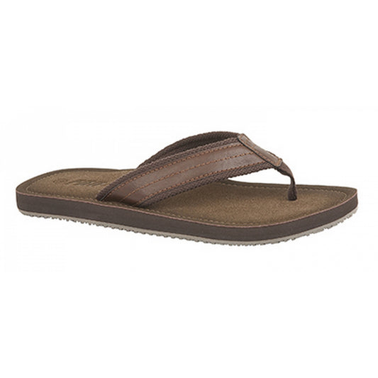 Brown - Front - PDQ Mens Toe Post Mule Flip Flops