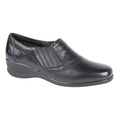 Black - Front - Mod Comfys Womens-Ladies Softie Leather Casual Shoes