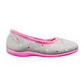 Grey-Fuchsia - Front - Sleepers Womens-Ladies Isla Dotted Ballerina Memory Foam Slippers