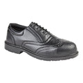Black - Front - Grafters Mens Uniform Perforated Leather Non-Metal Safety Shoes