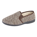 Brown - Back - Zedzzz Mens Keith Fluffy Classic Slippers