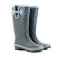 Pale Blue Polka Dot-Navy - Back - Stormwells Womens-Ladies Polka Dot Wellington Boots