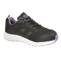 Black-Lilac - Front - Grafters Womens-Ladies Toe Capped Safety Trainers
