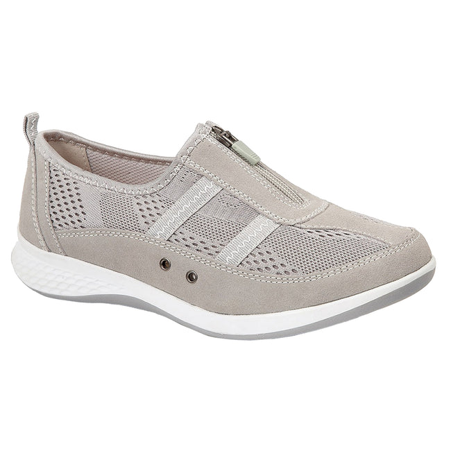 Grey - Front - Boulevard Womens-Ladies Suede-Textile Shoes