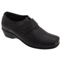 Black - Front - Mod Comfys Womens-Ladies Touch Fastening Softie Leather Casual Shoes