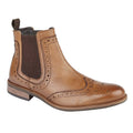 Tan - Front - Roamers Mens High Brogue Chelsea Boot