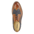 Dark Tan-Navy - Back - Roamers Mens 5 Eye Brogue Laced Nubuck Leather Shoe