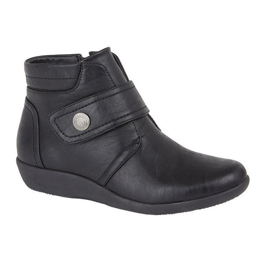 Black - Front - Boulevard Womens-Ladies Wide Fit Ankle Boots
