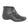 Black - Front - Mod Comfys Womens-Ladies Wide Fit Softie Leather Ankle Boots