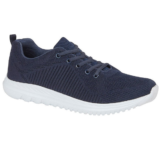 Navy - Front - Dek Unisex Adults Freeway Memory Foam Trainer