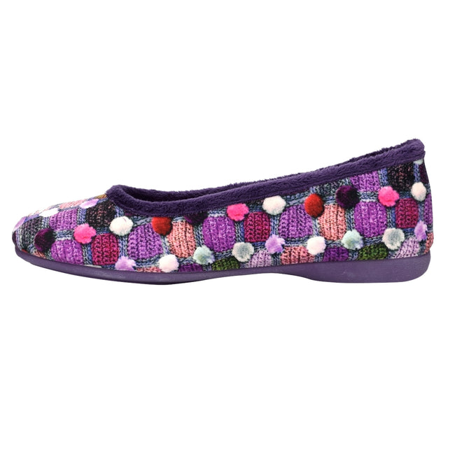 Purple - Side - Sleepers Womens-Ladies Samira Ballerina Slippers