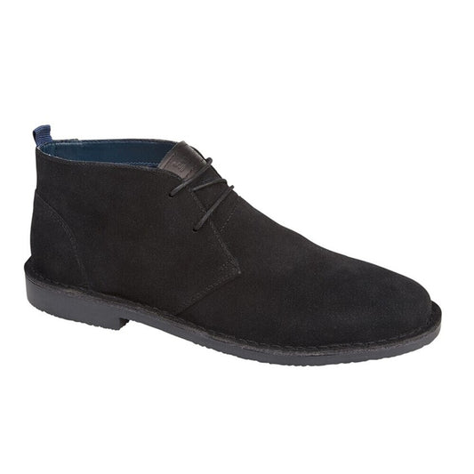 Black - Front - Roamers Mens Suede Desert Boots