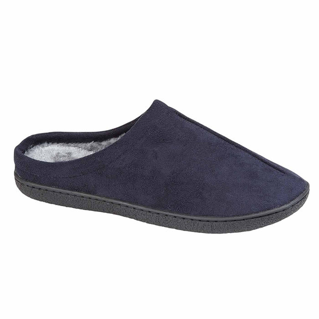 Navy - Back - Zedzzz Mens Alex Slippers
