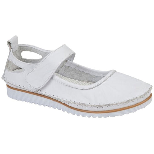 White - Front - Mod Comfys Womens-Ladies Softie Leather Casual Shoes