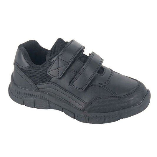 Black - Front - Route 21 Boys Leather School Shoes