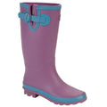 Lilac-Turquoise - Front - StormWells Womens-Ladies Rubber Wide Leg Wellington Boots