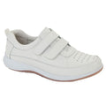 White - Front - Boulevard Womens-Ladies Leather Wide Casual Shoes
