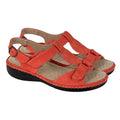 Coral Pink - Back - Boulevard Womens-Ladies Buckle Leather Lined Sandals