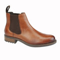 Tan - Front - Roamers Mens Elgin Leather Ankle Boots